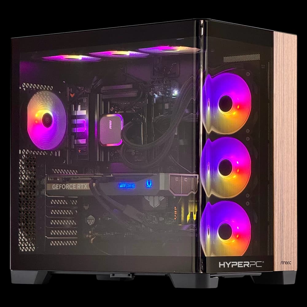 Torre PC Gamer con panel lateral de vidrio y ventiladores iluminados